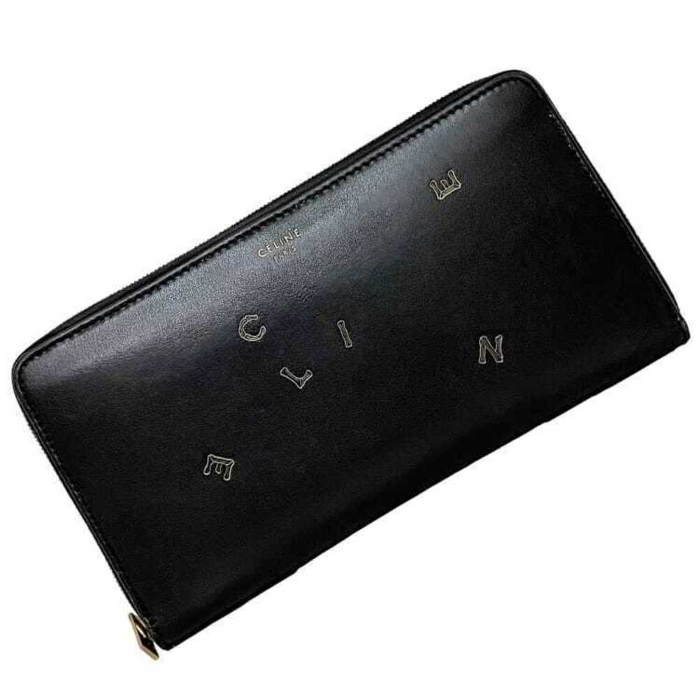Celine Round Zipper Long Wallet Holiday Leather Finish Limited Black Gold